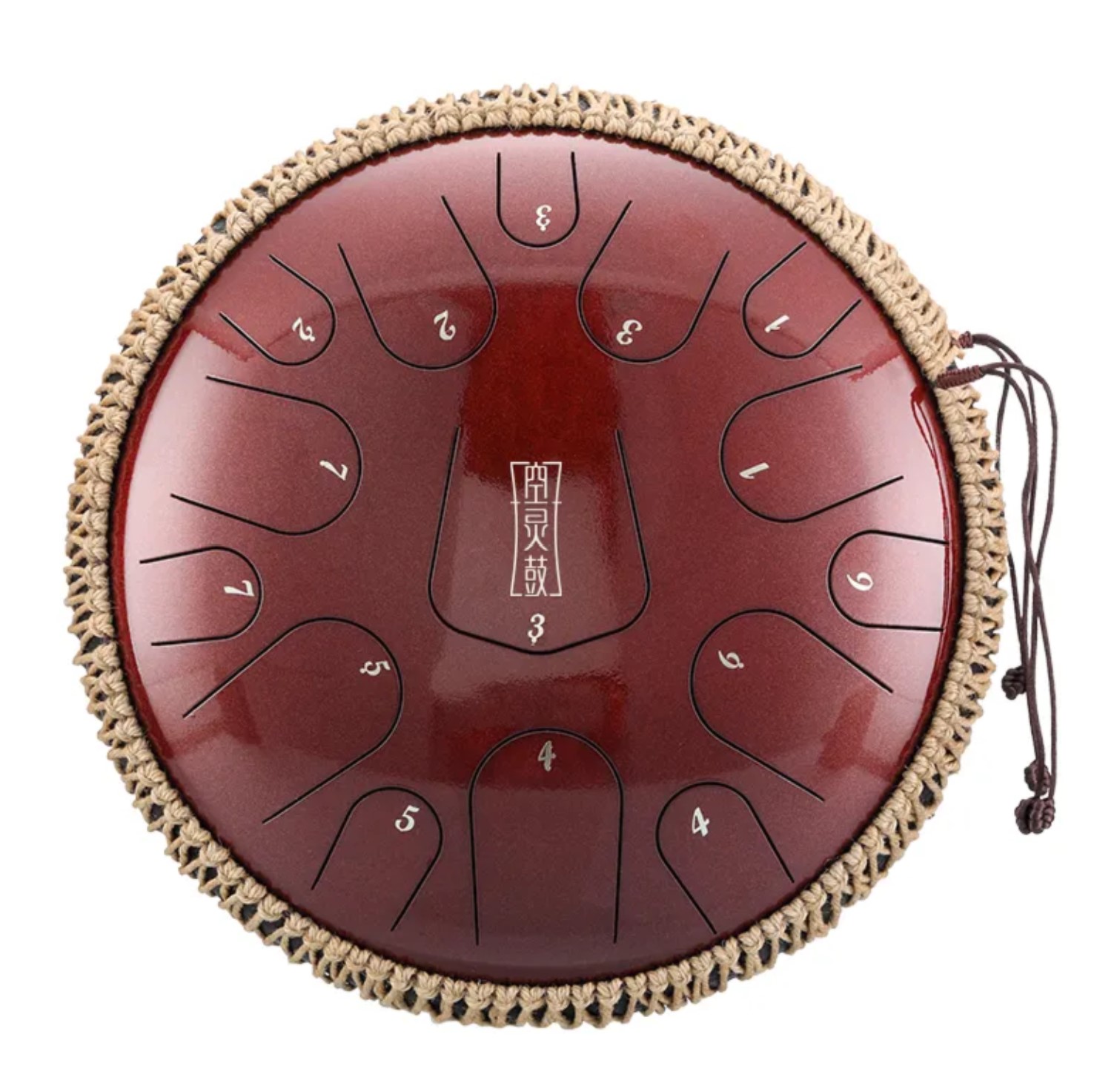 Profesional Tongue drum -  14' (35cm), 15 tónů, C-dur - perleťový povrch - červený, s příslušenstvím