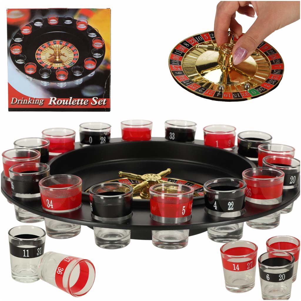 Sada na párty ruleta a s panáky, dárek k narozeninám, sklenice 16 ks.
