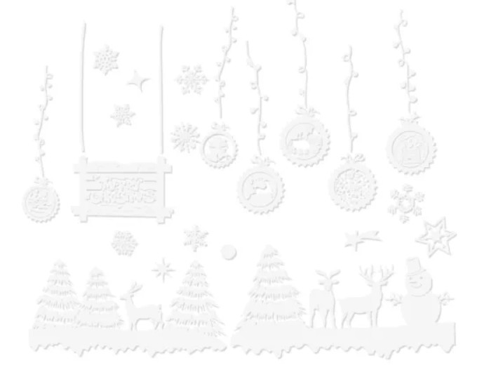 Vánoční samolepky na okno – opakovaně použitelné dekorace bez lepidla, slavnostní motivy
