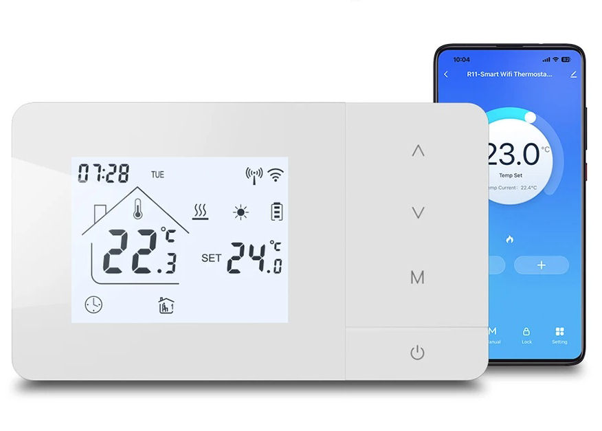 SMART termostat programovatelný týdenní HT506W-NC 3A s bateriovým napájením a bezpotenciálovým kontaktem