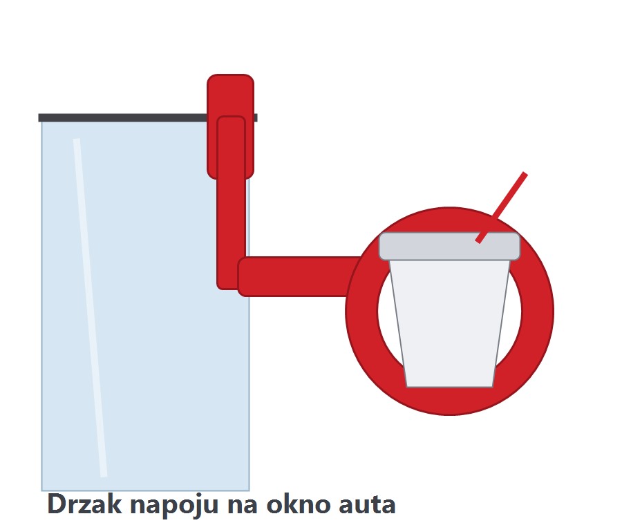 Držák nápojů na okno auta - retro (červený).
