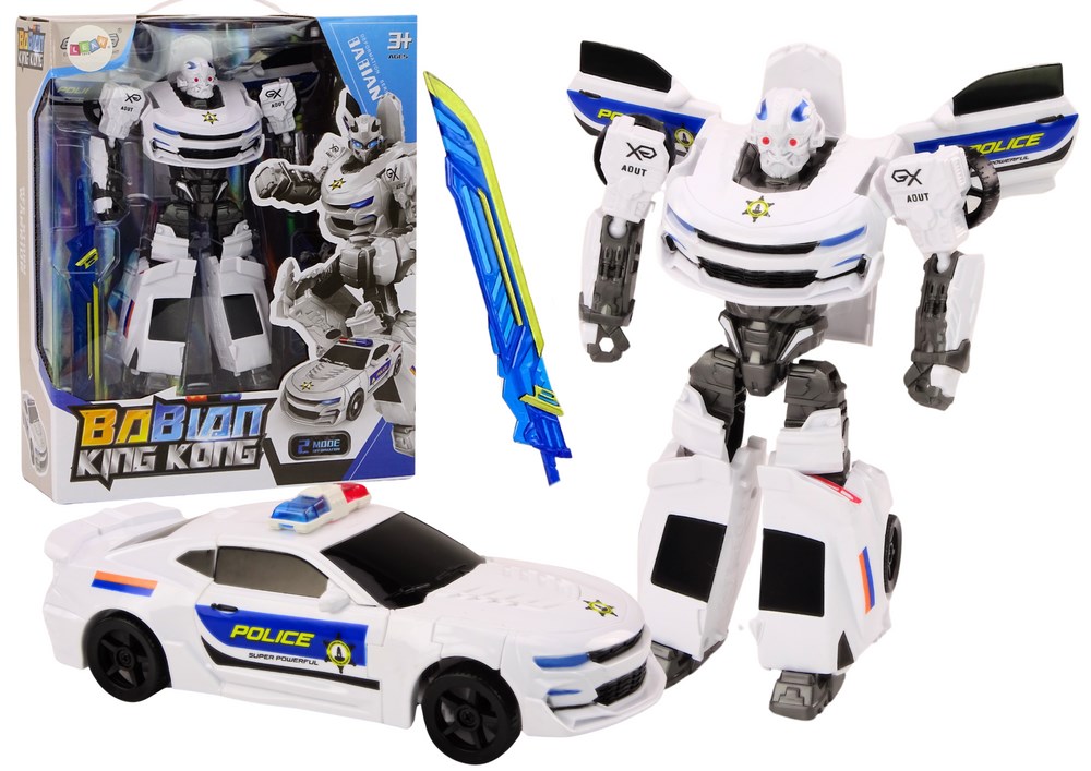 Auto-Robot 2v1 - transformer policejní auto, bílý