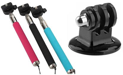 Teleskopický držák selfie monopod s tripod mount redukcí pro GoPro.